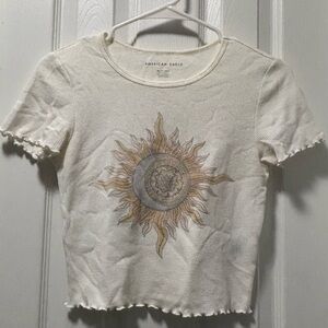 American Eagle Off-White Textured Knit Top